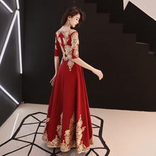 Load image into Gallery viewer, Dark Red Party Evening Long Cheongsam Retro Slim Dress Marriage Gown Chinese Style Wedding Qipao Lady Clothes Vestido XS-XXXL