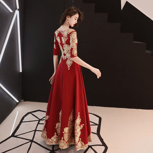 Dark Red Party Evening Long Cheongsam Retro Slim Dress Marriage Gown Chinese Style Wedding Qipao Lady Clothes Vestido XS-XXXL