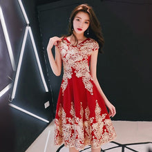 Load image into Gallery viewer, Dark Red Party Evening Long Cheongsam Retro Slim Dress Marriage Gown Chinese Style Wedding Qipao Lady Clothes Vestido XS-XXXL