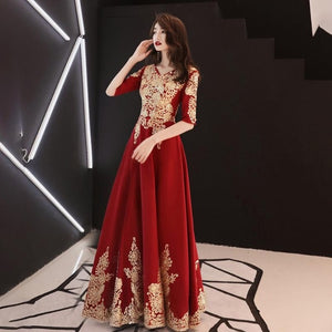 Dark Red Party Evening Long Cheongsam Retro Slim Dress Marriage Gown Chinese Style Wedding Qipao Lady Clothes Vestido XS-XXXL