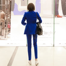 Load image into Gallery viewer, New 2019 Women&#39;s Business Office Suit and Pants Set Slim high quality blue suit jacket female Two-piece fashion pants