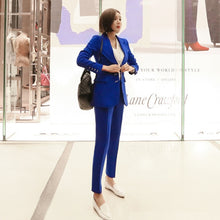 Load image into Gallery viewer, New 2019 Women&#39;s Business Office Suit and Pants Set Slim high quality blue suit jacket female Two-piece fashion pants