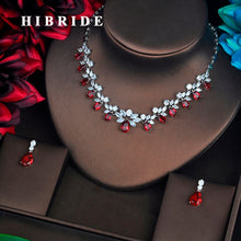 Load image into Gallery viewer, HIBRIDE Brilliant Red Cubic Zirconia Bridal Jewelry Sets For Women Pendant Set Dress Accessories Necklace Set Party Gifts N-582