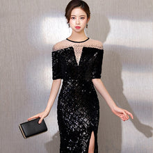 Load image into Gallery viewer, Party Evening Long Cheongsam O-neck Retro Sexy Slim Dress Marriage  Style Wedding  Fashion Lady Clothes Vestido