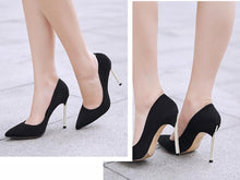 Load image into Gallery viewer, Spring new suede high-top heels with pearl-set slim heels and sexy shallow women&#39;s single shoes with 12cm high heels size 33-43