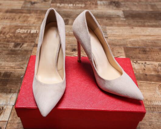 Spring new suede high-top heels with pearl-set slim heels and sexy shallow women's single shoes with 12cm high heels size 33-43