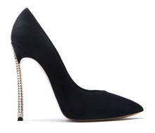 Load image into Gallery viewer, Spring new suede high-top heels with pearl-set slim heels and sexy shallow women&#39;s single shoes with 12cm high heels size 33-43