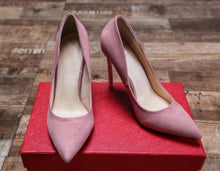 Load image into Gallery viewer, Spring new suede high-top heels with pearl-set slim heels and sexy shallow women&#39;s single shoes with 12cm high heels size 33-43