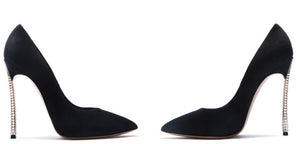 Spring new suede high-top heels with pearl-set slim heels and sexy shallow women's single shoes with 12cm high heels size 33-43
