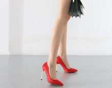 Load image into Gallery viewer, Spring new suede high-top heels with pearl-set slim heels and sexy shallow women&#39;s single shoes with 12cm high heels size 33-43