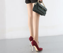 Load image into Gallery viewer, Spring new suede high-top heels with pearl-set slim heels and sexy shallow women&#39;s single shoes with 12cm high heels size 33-43