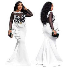 Load image into Gallery viewer, African Plus Size Bodycon Long Party Mermaid Christmas Dress Ladies Sexy Mesh Ruffles Women Robe Wedding Evening Maxi Dresses