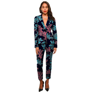 Ankara suits fashion African print women blazers with trousers set clothing ladies pant suits custom dashiki suits for ladies