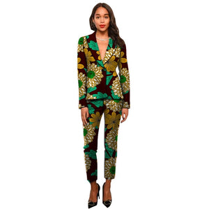 Ankara suits fashion African print women blazers with trousers set clothing ladies pant suits custom dashiki suits for ladies