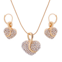 Load image into Gallery viewer, Free shipping Fashion Jewelry Luxury Gold-color Romantic Austrian Crystal heart shape Chain Necklace Earrings Jewelry Sets