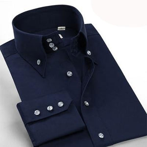 Deepocean fashion plus size men shirt slim fit shirt long sleeve shirt brand cotton casual business men clothes DaDDX00615LS