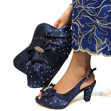 Load image into Gallery viewer, High Quality Dark blue Color African Designer Shoes And Bag Set To Match Italian Party Shoes With Matching Bags Set