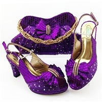 High Quality Dark blue Color African Designer Shoes And Bag Set To Match Italian Party Shoes With Matching Bags Set