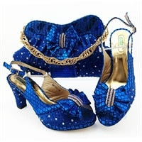 Load image into Gallery viewer, High Quality Dark blue Color African Designer Shoes And Bag Set To Match Italian Party Shoes With Matching Bags Set