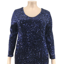 Load image into Gallery viewer, Glitter Dress Plus Size Women Long Sleeves V Neck Sequin Dress Blue Black Green Big Size Club Clubwear Oversized Dresses 4xl 5xl