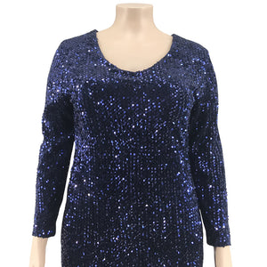 Glitter Dress Plus Size Women Long Sleeves V Neck Sequin Dress Blue Black Green Big Size Club Clubwear Oversized Dresses 4xl 5xl