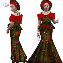 Load image into Gallery viewer, Free headtie Africa Sets for Women Dashiki Plus Size Africa Clothes Bazin Short Sleeve Traditional African Clothing WY3113