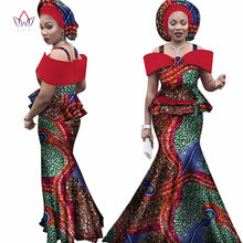 Load image into Gallery viewer, Free headtie Africa Sets for Women Dashiki Plus Size Africa Clothes Bazin Short Sleeve Traditional African Clothing WY3113