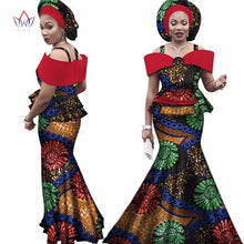 Load image into Gallery viewer, Free headtie Africa Sets for Women Dashiki Plus Size Africa Clothes Bazin Short Sleeve Traditional African Clothing WY3113