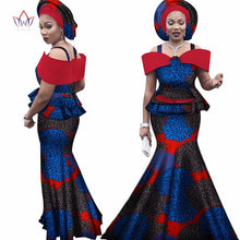 Load image into Gallery viewer, Free headtie Africa Sets for Women Dashiki Plus Size Africa Clothes Bazin Short Sleeve Traditional African Clothing WY3113