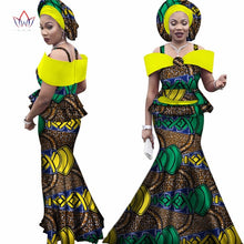 Load image into Gallery viewer, Free headtie Africa Sets for Women Dashiki Plus Size Africa Clothes Bazin Short Sleeve Traditional African Clothing WY3113