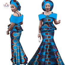 Load image into Gallery viewer, Free headtie Africa Sets for Women Dashiki Plus Size Africa Clothes Bazin Short Sleeve Traditional African Clothing WY3113