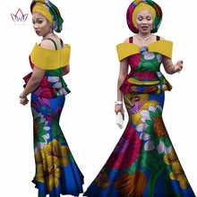 Load image into Gallery viewer, Free headtie Africa Sets for Women Dashiki Plus Size Africa Clothes Bazin Short Sleeve Traditional African Clothing WY3113