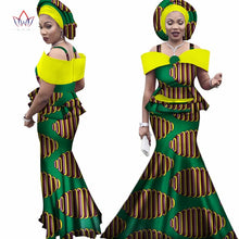 Load image into Gallery viewer, Free headtie Africa Sets for Women Dashiki Plus Size Africa Clothes Bazin Short Sleeve Traditional African Clothing WY3113