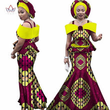 Load image into Gallery viewer, Free headtie Africa Sets for Women Dashiki Plus Size Africa Clothes Bazin Short Sleeve Traditional African Clothing WY3113