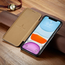 Load image into Gallery viewer, Fierre Shann Super Luxury Genuine Leather Phone Case for iPhone 11Por Max 6 6S 7 8 plus X XR XS Max Flip Cases Cover Capin Shell