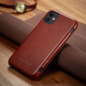 Fierre Shann Super Luxury Genuine Leather Phone Case for iPhone 11Por Max 6 6S 7 8 plus X XR XS Max Flip Cases Cover Capin Shell