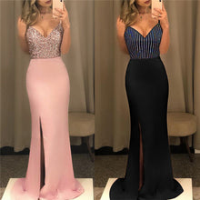 Load image into Gallery viewer, Fashion Women Sequins Spaghetti Strap Backless High Slit Maxi Dress Bodycon Gown Bodycon Party Ball Gown Formal Dress