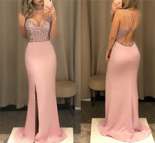 Load image into Gallery viewer, Fashion Women Sequins Spaghetti Strap Backless High Slit Maxi Dress Bodycon Gown Bodycon Party Ball Gown Formal Dress