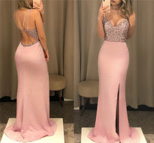 Load image into Gallery viewer, Fashion Women Sequins Spaghetti Strap Backless High Slit Maxi Dress Bodycon Gown Bodycon Party Ball Gown Formal Dress