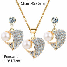 Load image into Gallery viewer, Free shipping Fashion Jewelry Luxury Gold-color Romantic Austrian Crystal heart shape Chain Necklace Earrings Jewelry Sets