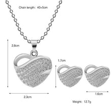 Load image into Gallery viewer, Free shipping Fashion Jewelry Luxury Gold-color Romantic Austrian Crystal heart shape Chain Necklace Earrings Jewelry Sets