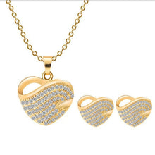 Load image into Gallery viewer, Free shipping Fashion Jewelry Luxury Gold-color Romantic Austrian Crystal heart shape Chain Necklace Earrings Jewelry Sets