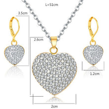 Load image into Gallery viewer, Free shipping Fashion Jewelry Luxury Gold-color Romantic Austrian Crystal heart shape Chain Necklace Earrings Jewelry Sets