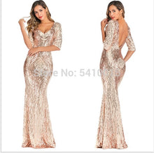 Load image into Gallery viewer, Formal Evening Dresses 2020 Ever Pretty New Mermaid V Neck Short Sleeve Lace Appliques Tulle Long Party Gowns Robe Soiree Sexy