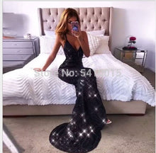 Load image into Gallery viewer, Formal Evening Dresses 2020 Ever Pretty New Mermaid V Neck Short Sleeve Lace Appliques Tulle Long Party Gowns Robe Soiree Sexy