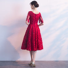 Load image into Gallery viewer, Dark Red Womens Wedding Party Dress O-Neck Evening Cheongsam Oriental Elegant Lace Qipao Long Gowns Retro Vestido XS-XXXL