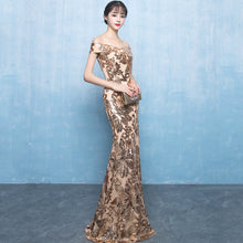 Load image into Gallery viewer, Oriental Womens Evening Cheongsam Wedding Party Dress Traditional Chinese Style Elegant Qipao Long Gowns Retro Vestido S-XXXL