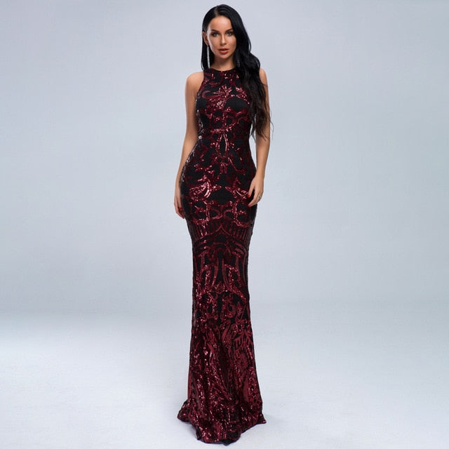 Summer European And American-Style Hot Selling Sexy Retro Sequin Women's Fashion Party Evening Gown WOMEN'S-