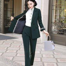 Load image into Gallery viewer, 2019 New women office lady pant suits of high quality OL blazer suit jackets with ankle length trouser red two pieces set suit