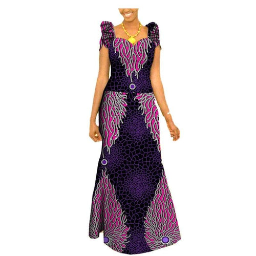 Autumn african clothing long maxi dresses for women short sleeve ankara fabric dashi print dress plus size outfit A722583